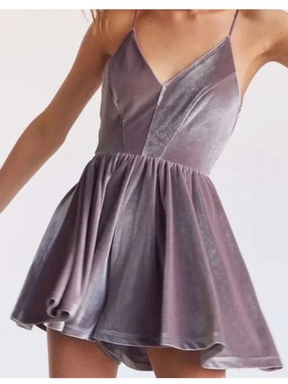 Silence + Noise Urban Outfitters Vanessa Fit & Flare Velvet Romper